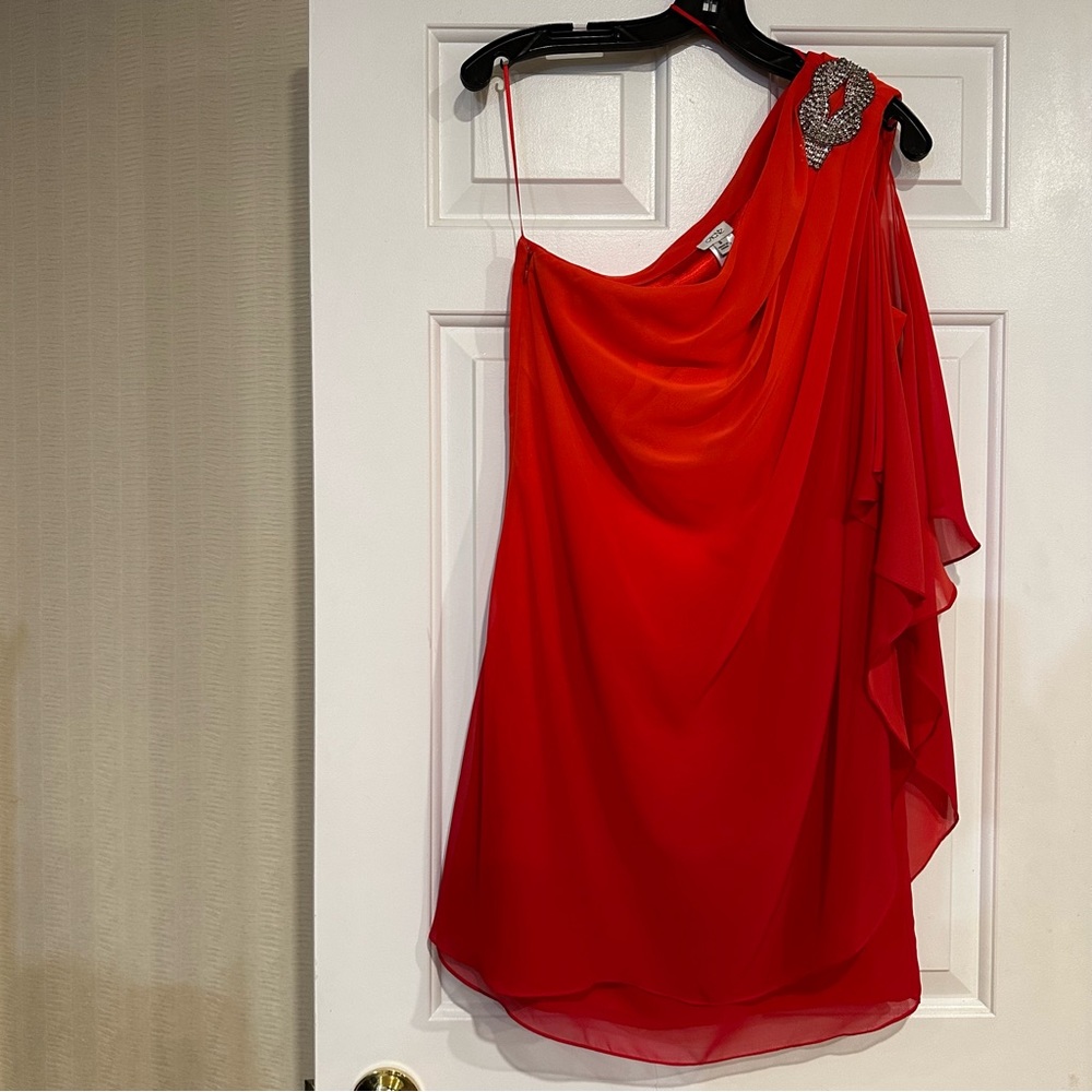 Red Ombré One Shoulder Dress by Cache